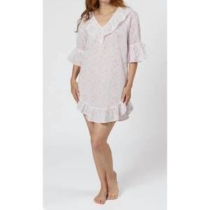 NEW LENORA lily cotton poet nightshirt in pink floral